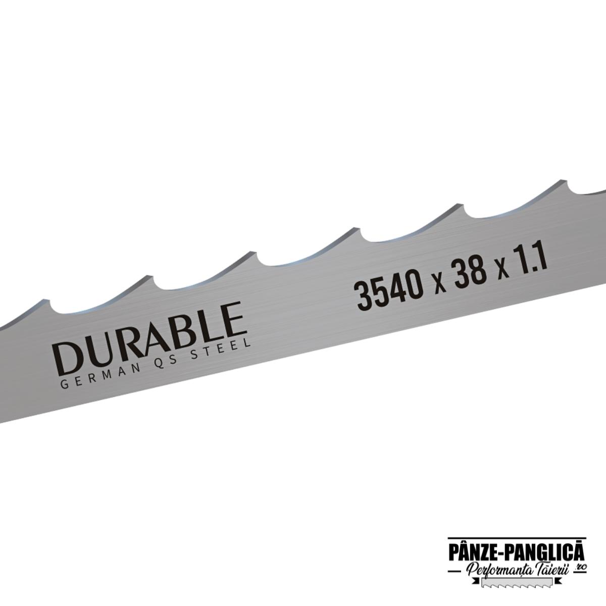 Panza panglica banzic bimetal 3540x38x1.1 fierastrau cu banda debitare bustean DURABLE SUPREME Panza banzic 3540x38x1.1 DURABLE Supreme pentru fierastrau cu banda debitare bustean