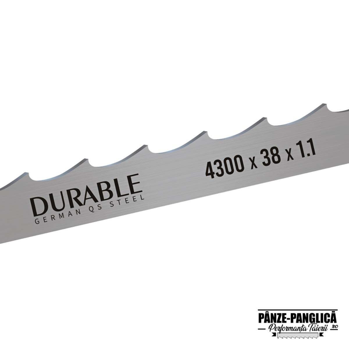 Panza panglica banzic bimetal 4300x38x1.1 fierastrau cu banda debitare bustean DURABLE SUPREME Panza banzic 4300x38x1.1 DURABLE Supreme pentru fierastrau cu banda debitare bustean