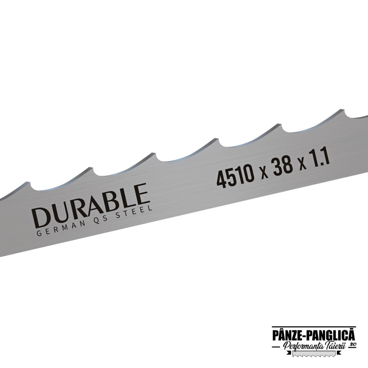 Panza panglica banzic bimetal 4510x38x1.1 fierastrau cu banda debitare bustean DURABLE SUPREME Panza banzic 4510x38x1.1 DURABLE Supreme pentru fierastrau cu banda debitare bustean